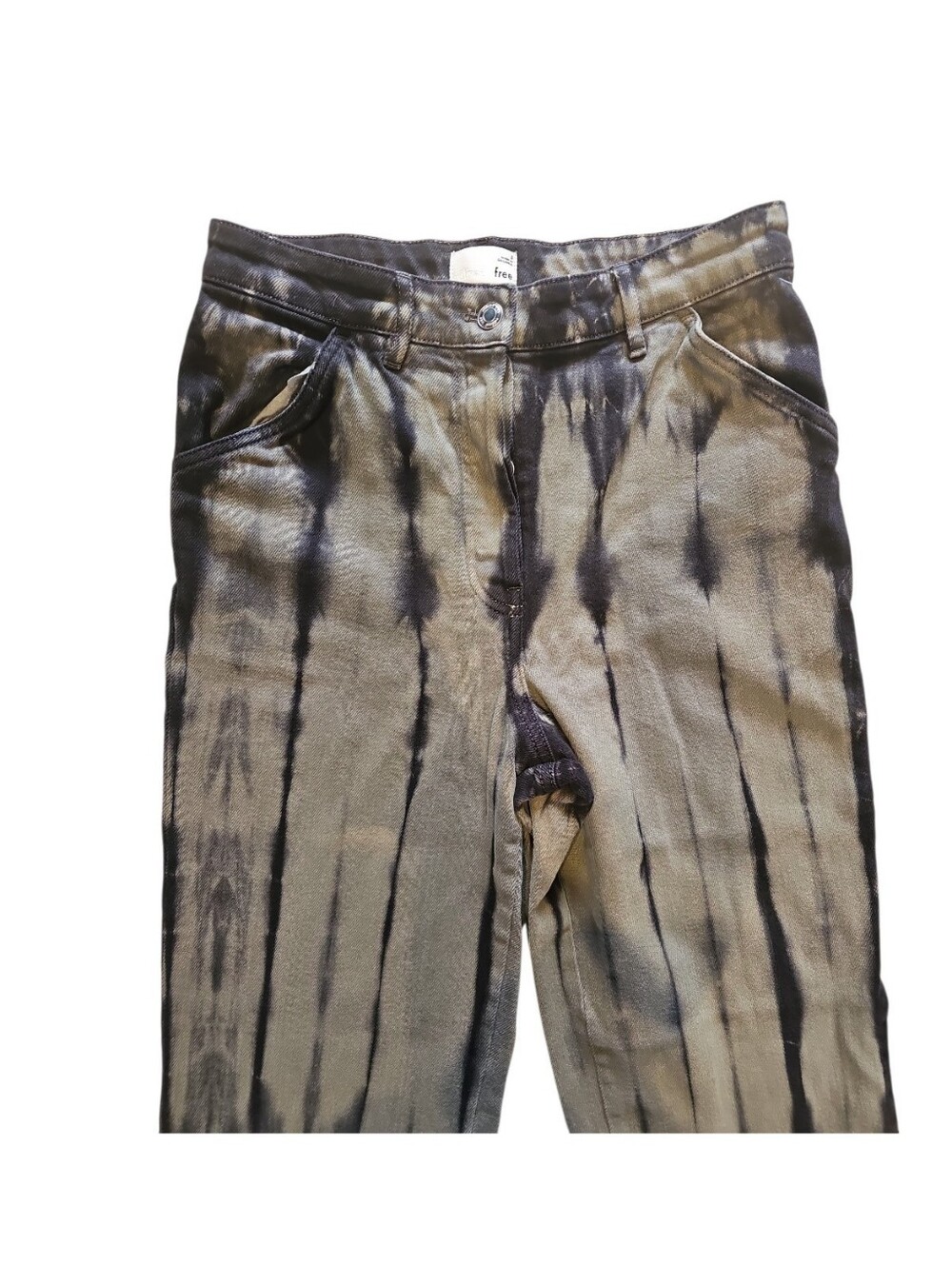 Aritzia Wilfred Free Kelsey Tie Dye Pants Size 8 High Rise Black Green Stretch - Picture 14 of 16